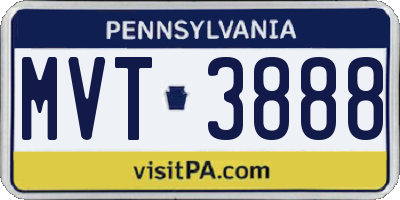 PA license plate MVT3888