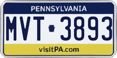 PA license plate MVT3893