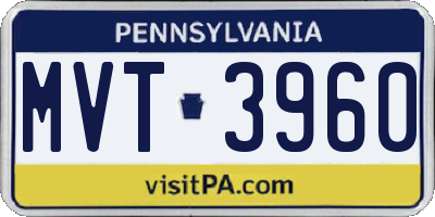 PA license plate MVT3960
