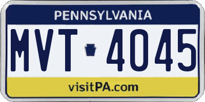 PA license plate MVT4045