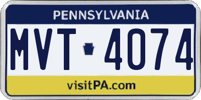 PA license plate MVT4074
