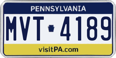 PA license plate MVT4189