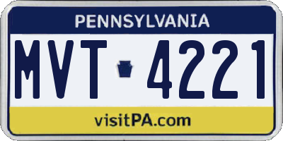 PA license plate MVT4221