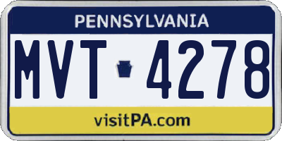 PA license plate MVT4278