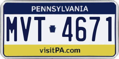 PA license plate MVT4671