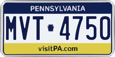 PA license plate MVT4750