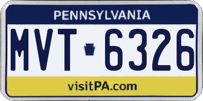 PA license plate MVT6326