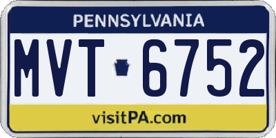 PA license plate MVT6752