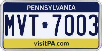 PA license plate MVT7003