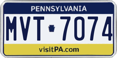 PA license plate MVT7074
