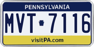 PA license plate MVT7116