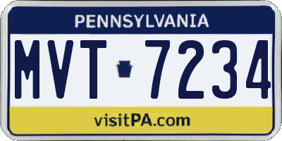 PA license plate MVT7234