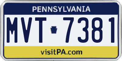 PA license plate MVT7381