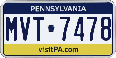 PA license plate MVT7478