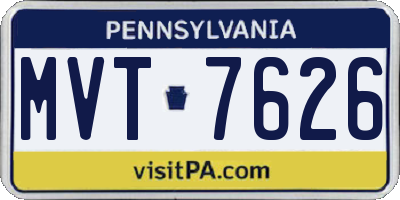 PA license plate MVT7626