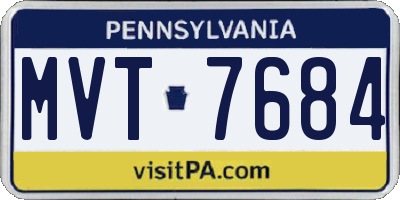 PA license plate MVT7684