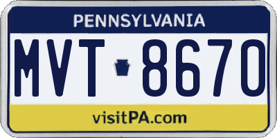 PA license plate MVT8670