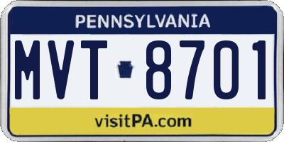 PA license plate MVT8701