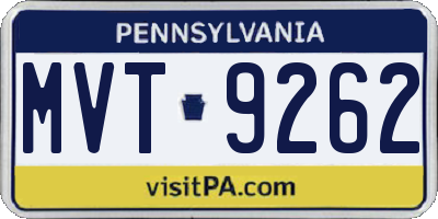 PA license plate MVT9262