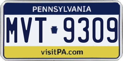 PA license plate MVT9309