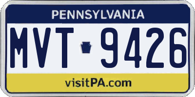 PA license plate MVT9426