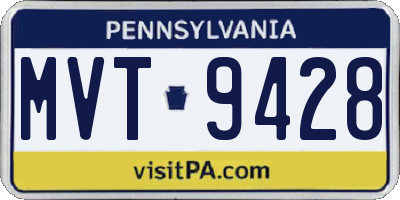PA license plate MVT9428