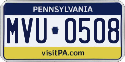 PA license plate MVU0508