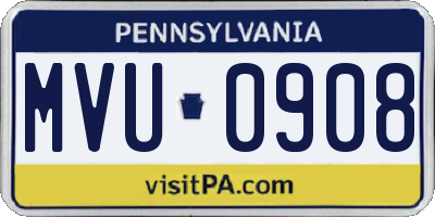 PA license plate MVU0908