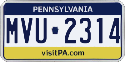PA license plate MVU2314