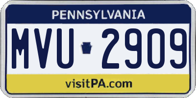 PA license plate MVU2909