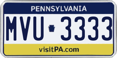 PA license plate MVU3333