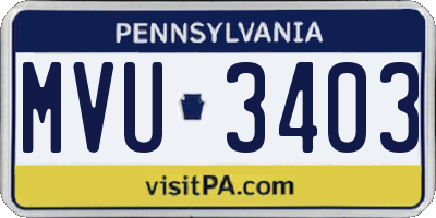 PA license plate MVU3403