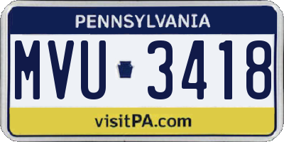 PA license plate MVU3418
