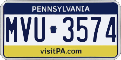 PA license plate MVU3574
