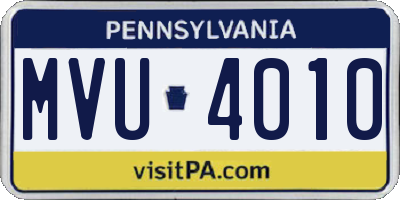 PA license plate MVU4010