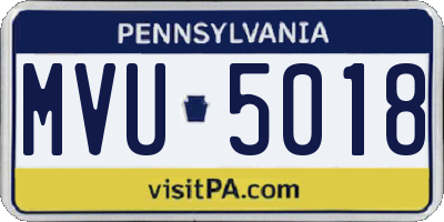 PA license plate MVU5018