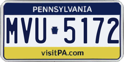 PA license plate MVU5172