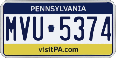 PA license plate MVU5374
