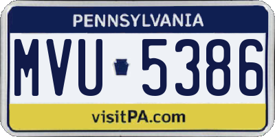 PA license plate MVU5386