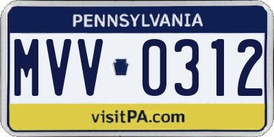 PA license plate MVV0312