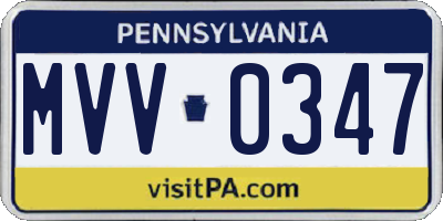 PA license plate MVV0347