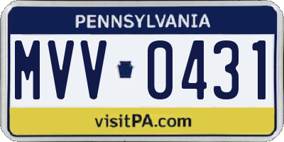 PA license plate MVV0431