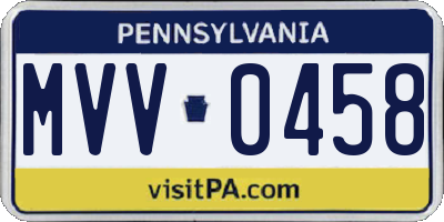 PA license plate MVV0458