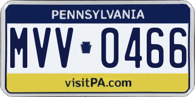 PA license plate MVV0466