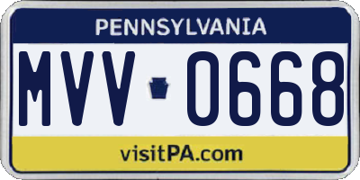 PA license plate MVV0668