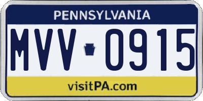 PA license plate MVV0915