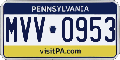 PA license plate MVV0953