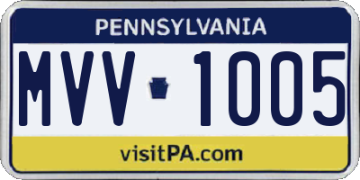 PA license plate MVV1005
