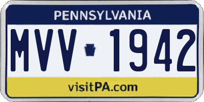 PA license plate MVV1942