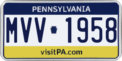 PA license plate MVV1958